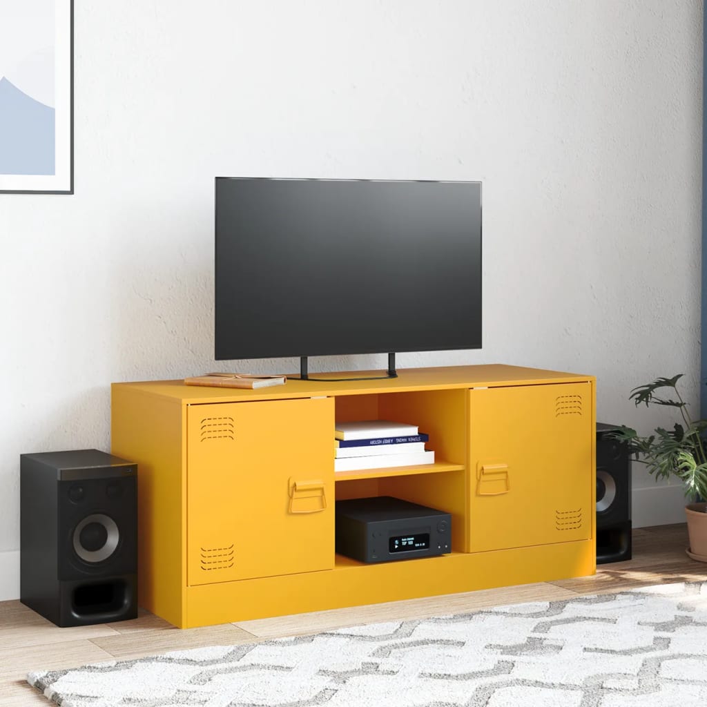 vidaXL Mobile Porta TV Giallo Senape 99x39x44 cm in Acciaio