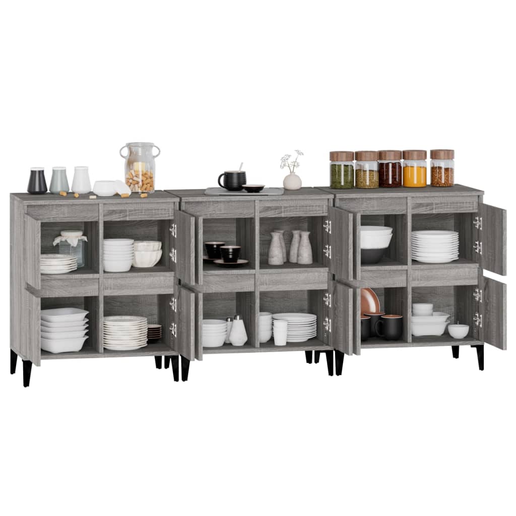 vidaXL Credenze 3pz Grigio Sonoma 60x35x70 cm in Legno Multistrato