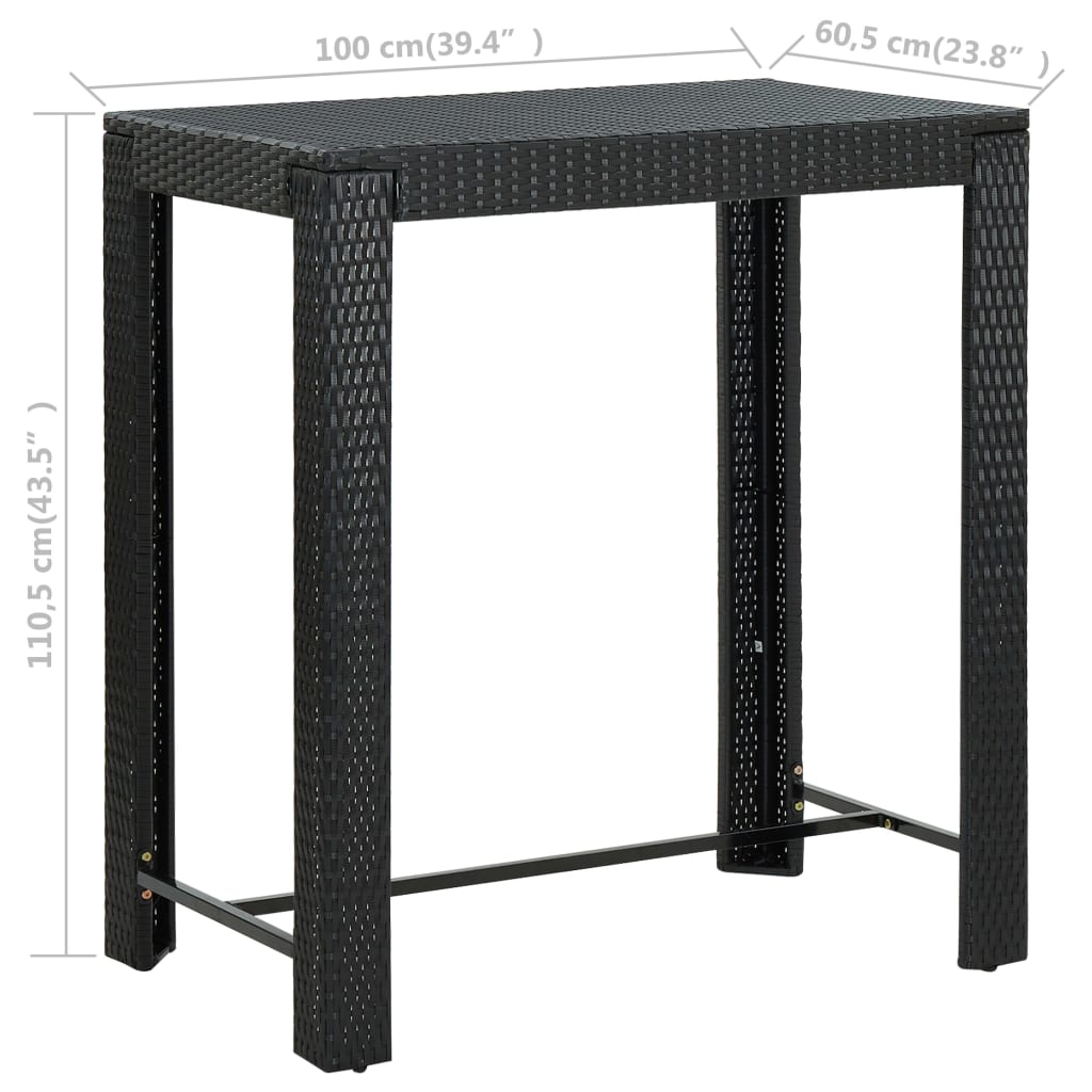 vidaXL Set Bar da Giardino 7 pz con Cuscini in Polyrattan Nero