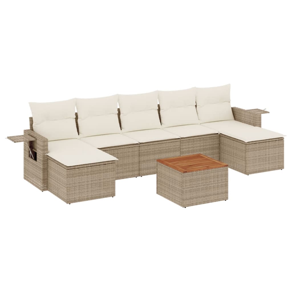 vidaXL Set Divano da Giardino 8 pz con Cuscini Beige in Polyrattan