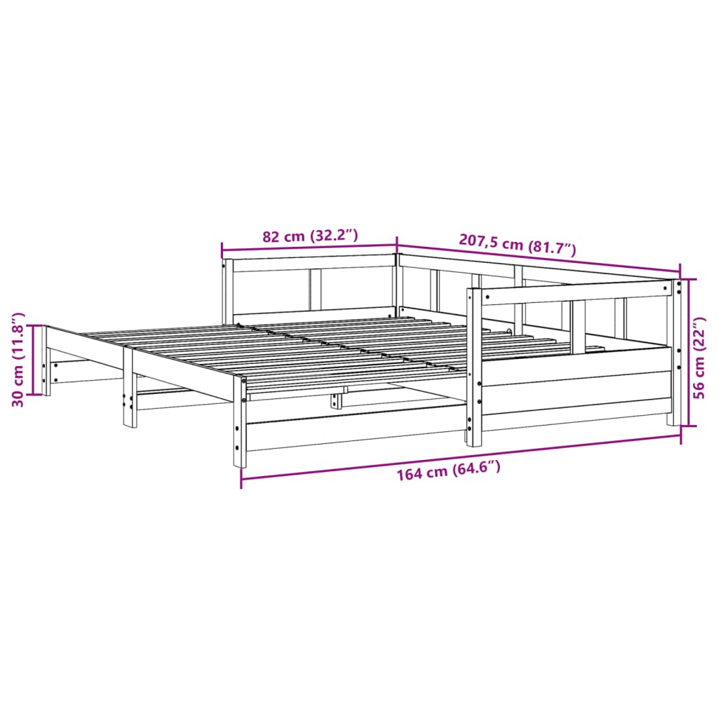 vidaXL Dormeuse senza Materasso 80x200 cm in Legno Massello di Pino