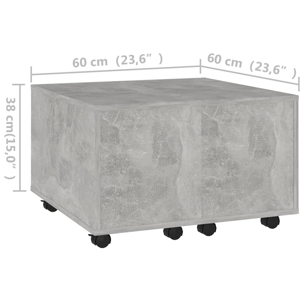 vidaXL Tavolino da Salotto Grigio Cemento 60x60x38cm Legno Multistrato