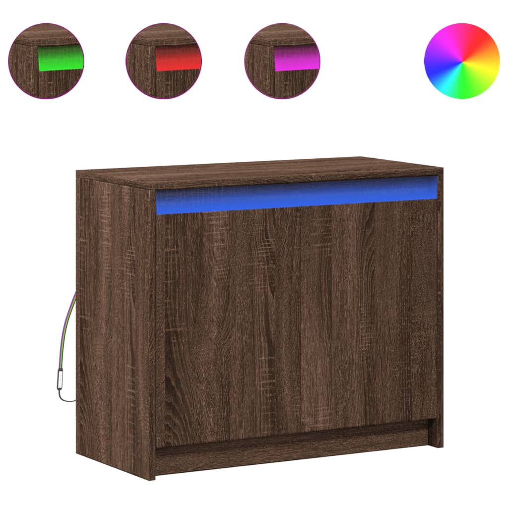 vidaXL Credenza con LED Rovere Marrone 72x34x61 cm Legno Multistrato