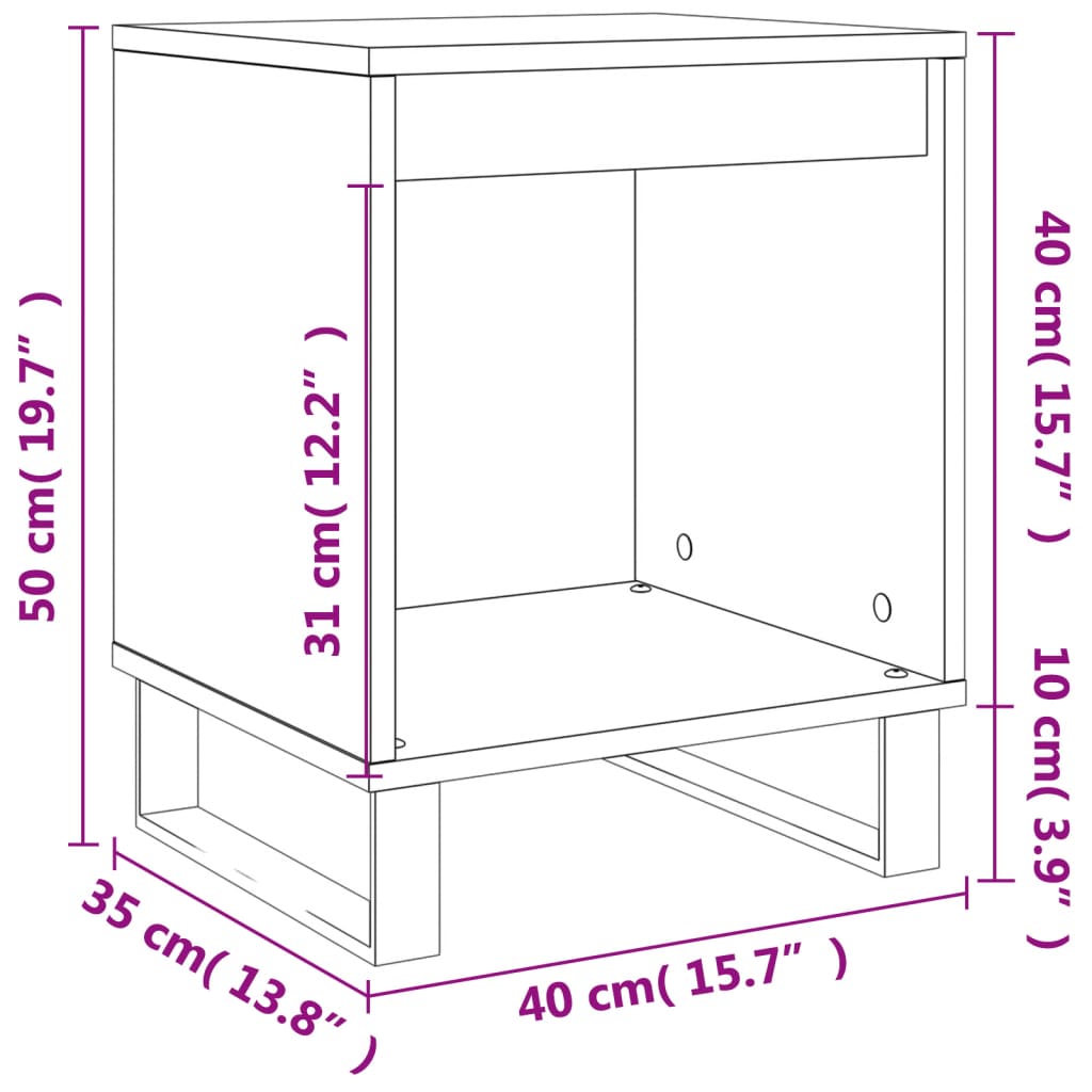 vidaXL Comodini 2pz Neri 40x35x50 cm in Legno Multistrato