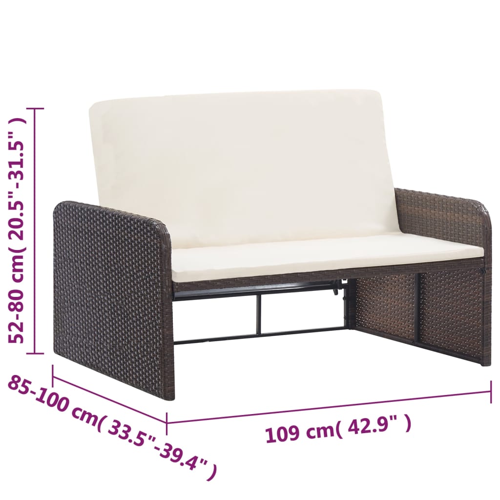 vidaXL Set Divani da Giardino 2 pz con Cuscini in Polyrattan Marrone