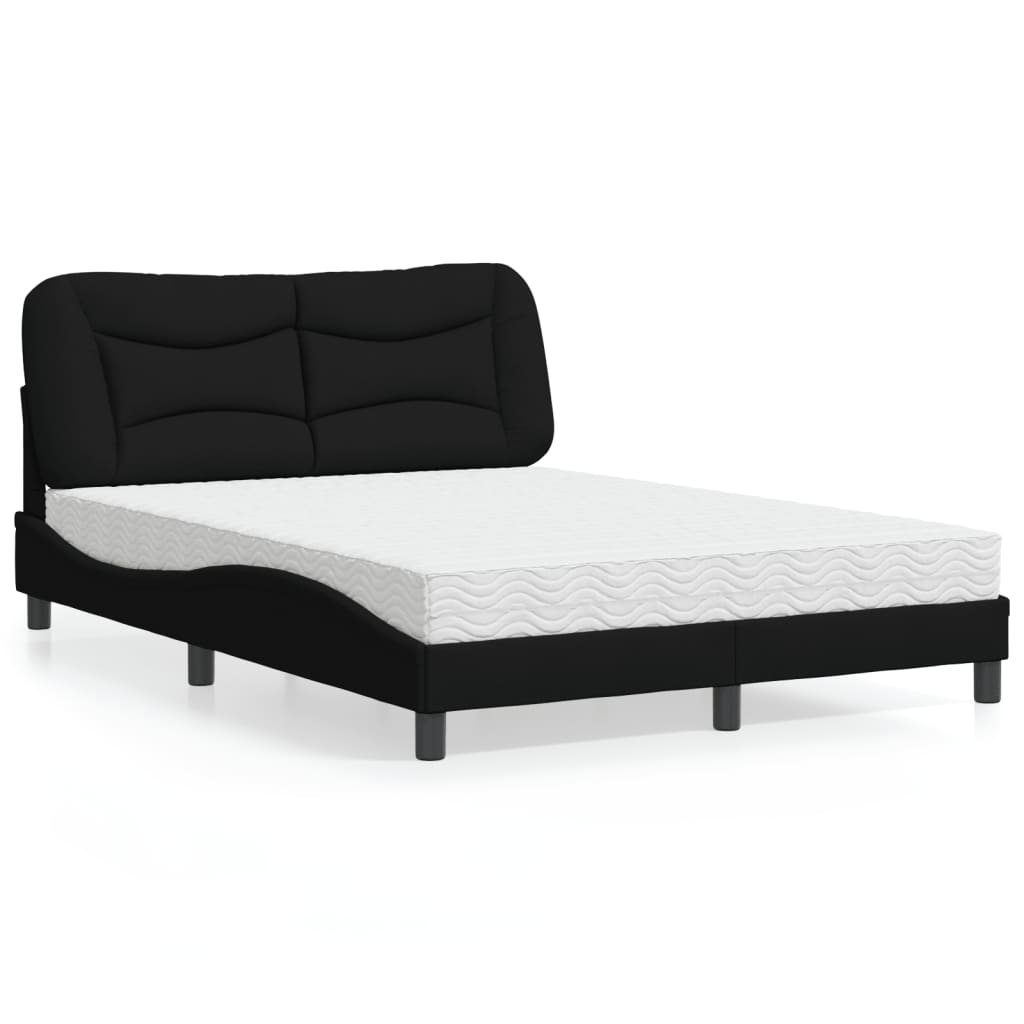 vidaXL Letto con Materasso Nero 120x200 cm in Tessuto