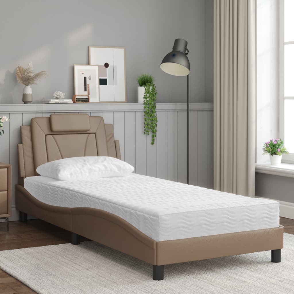 vidaXL Letto con Materasso Cappuccino 90x200 cm in Similpelle