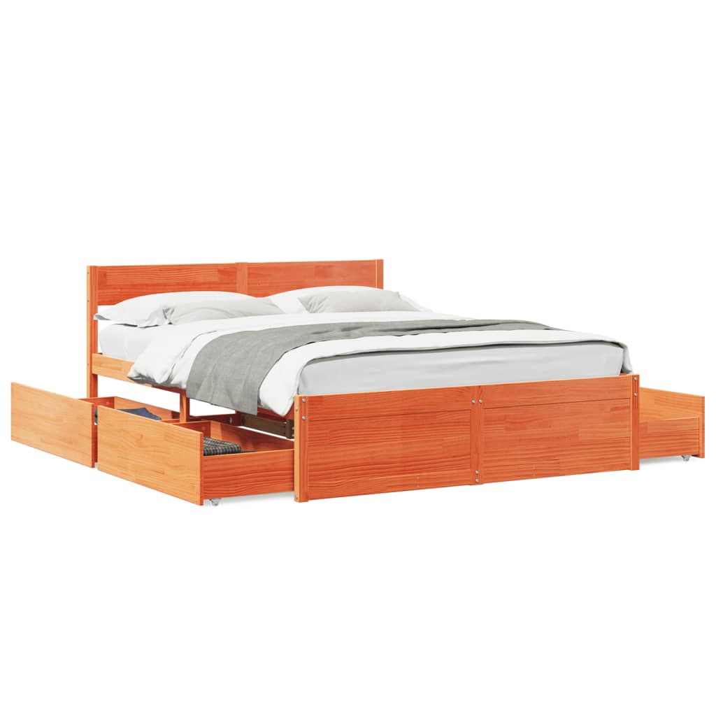 vidaXL Letto senza Materasso Marrone Cera 160x200 cm in Legno di Pino