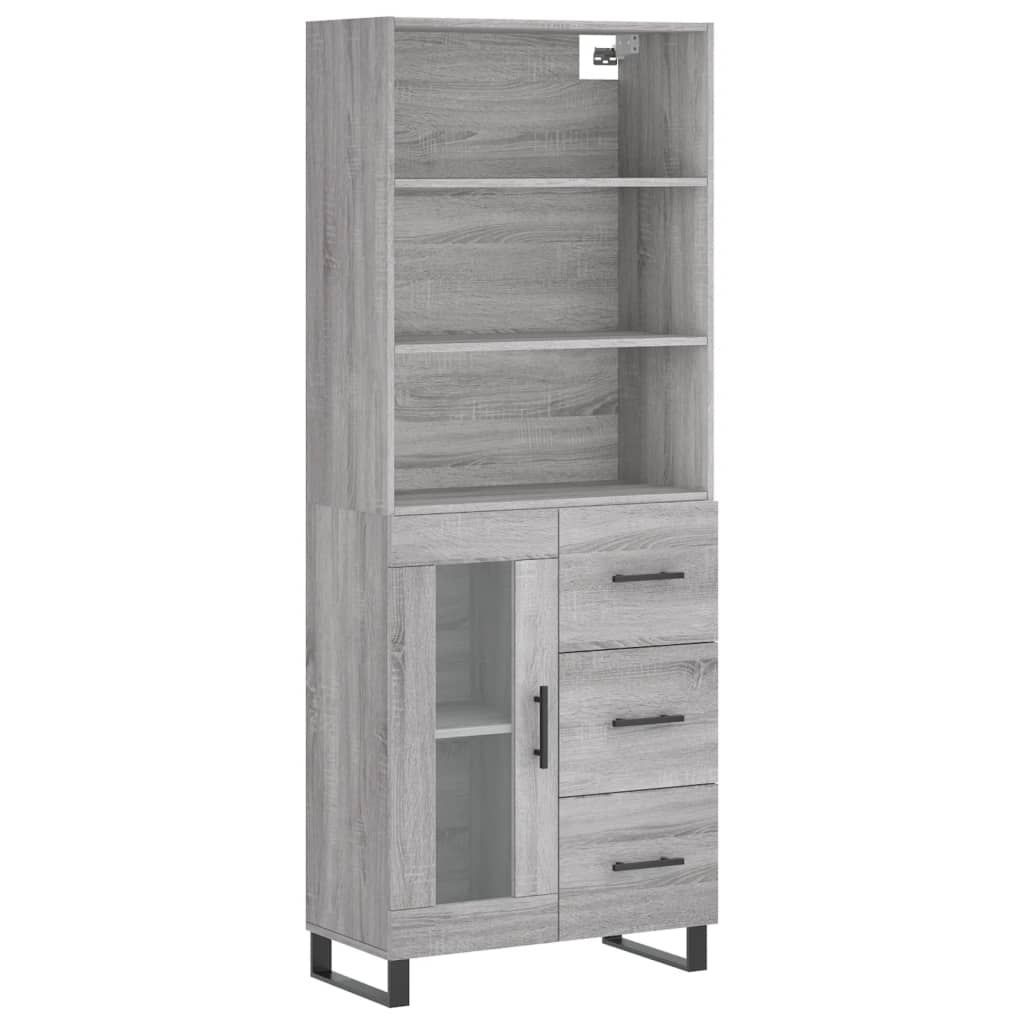 vidaXL Credenza Grigio Sonoma 69,5x34x180 cm in Legno Multistrato