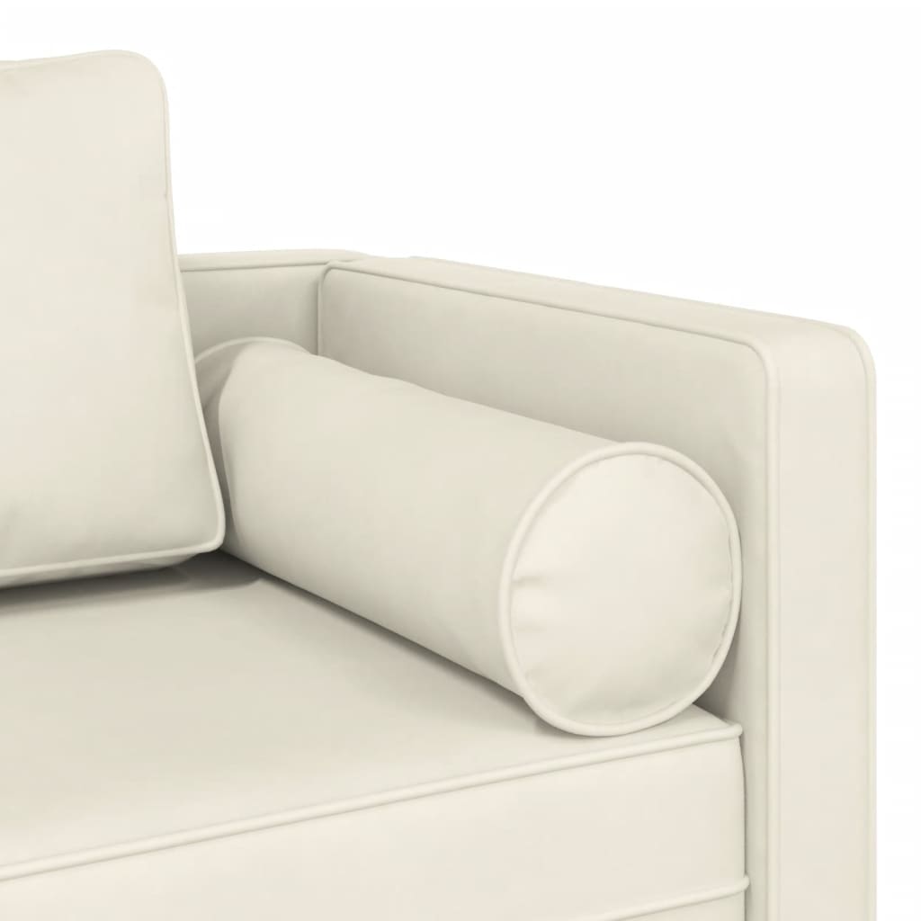 vidaXL Chaise Longue con Cuscini Crema in Velluto