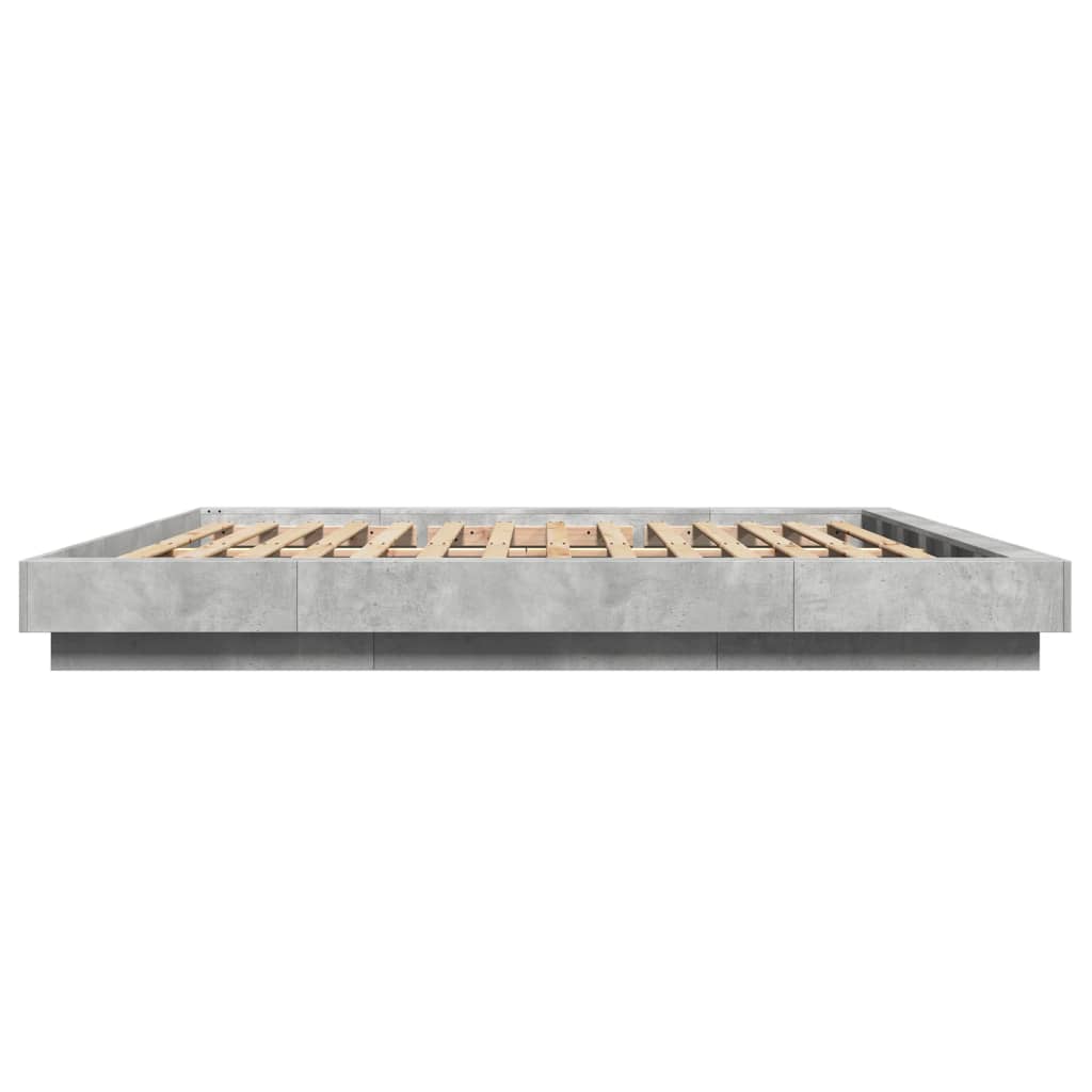 vidaXL Giroletto Luci LED Grigio Cemento 180x200 cm Legno Multistrato