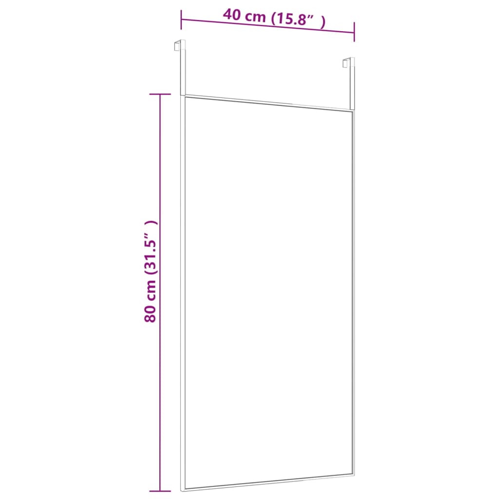 vidaXL Specchio da Porta Nero 40x80 cm in Vetro e Alluminio