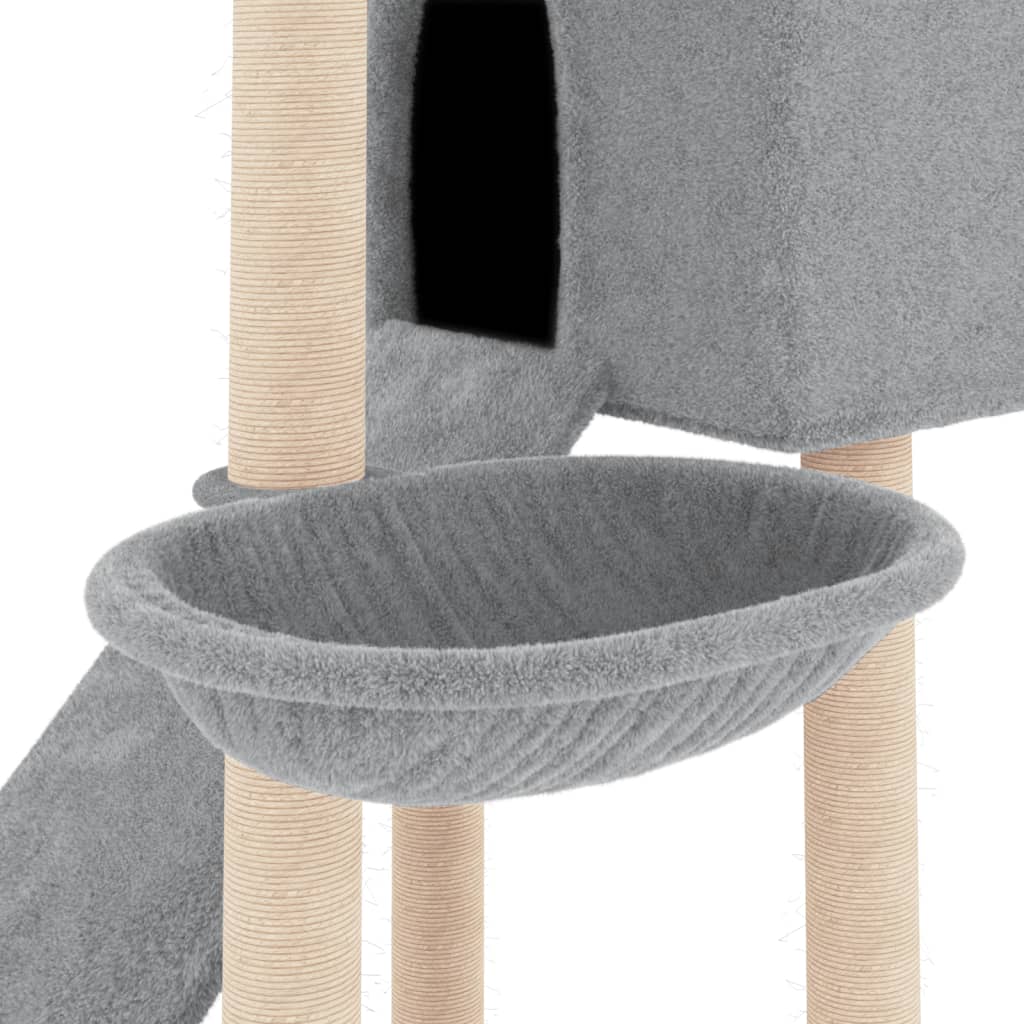 vidaXL Albero per Gatti con Tiragraffi in Sisal Grigio Chiaro 153 cm