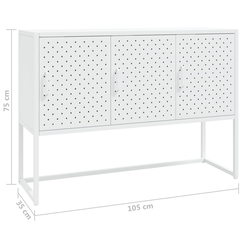 vidaXL Credenza Bianca 105x35x75 cm in Acciaio