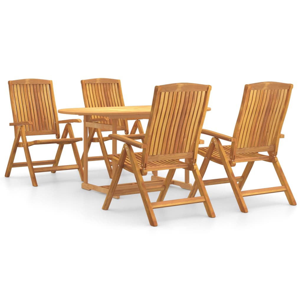 vidaXL Set da Pranzo per Giardino 5 pz in Legno Massello di Teak