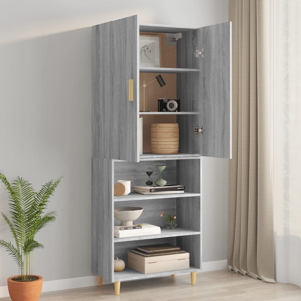 vidaXL Armadietto Pensile a Parete Grigio Sonoma 69,5x34x90 cm