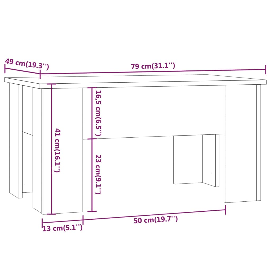 vidaXL Tavolino da Salotto Nero 79x49x41 cm in Legno Multistrato