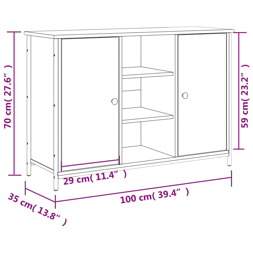 vidaXL Credenza Rovere Sonoma 100x35x70 cm in Legno Multistrato