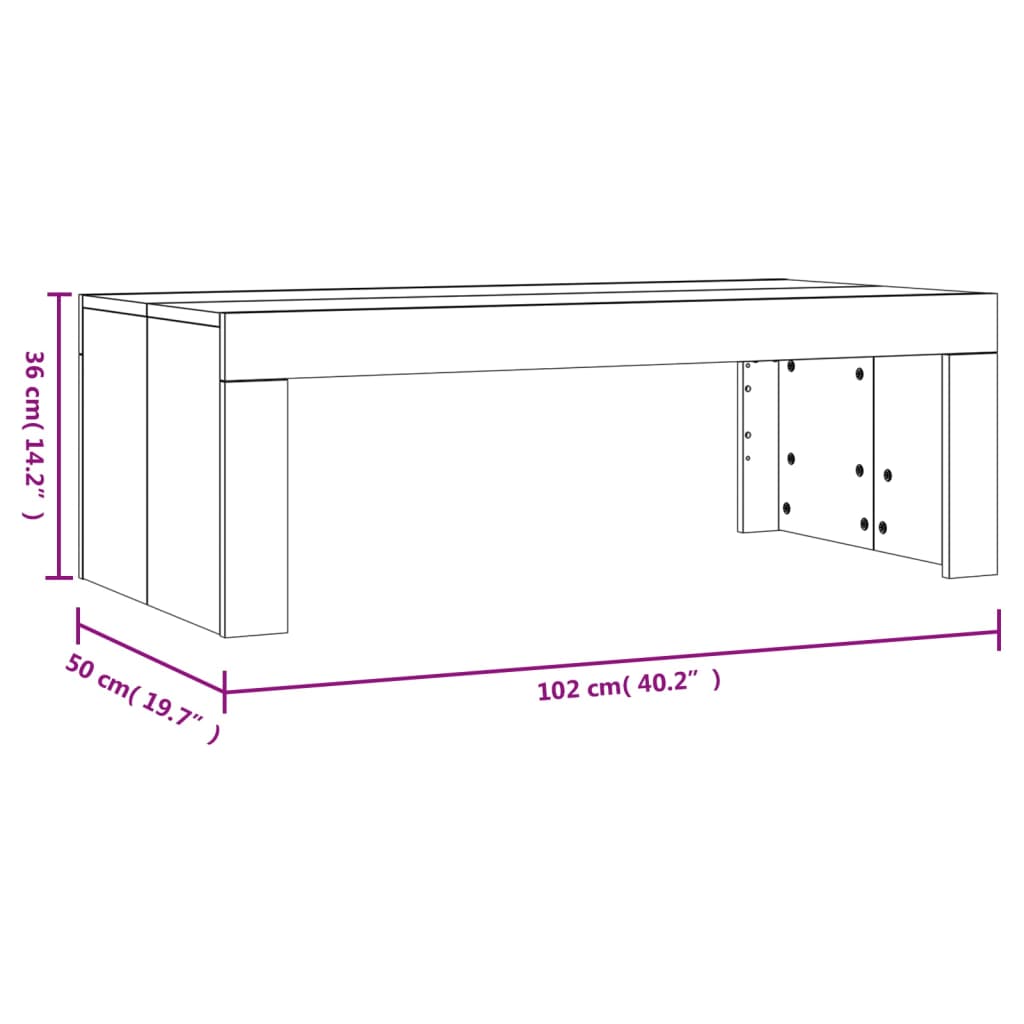 vidaXL Tavolino da Salotto Rovere Sonoma 102x50x36cm Legno Multistrato