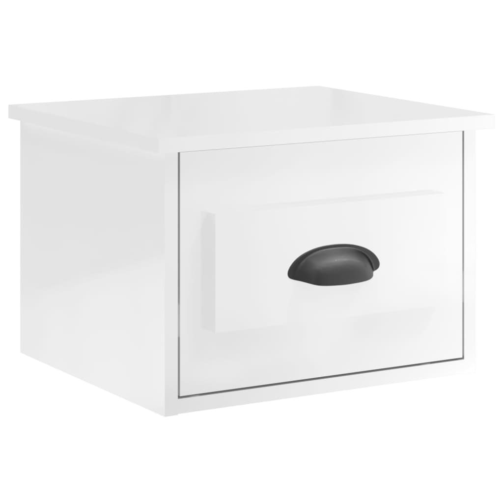 vidaXL Comodini a Parete 2 pz Bianco Lucido 41,5x36x28 cm