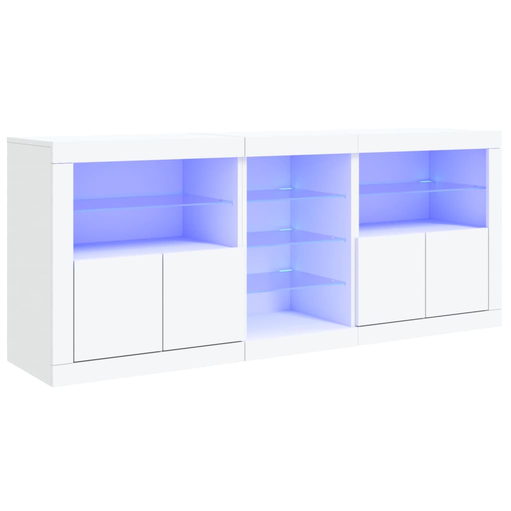 vidaXL Credenza con Luci LED Bianca 162x37x67 cm