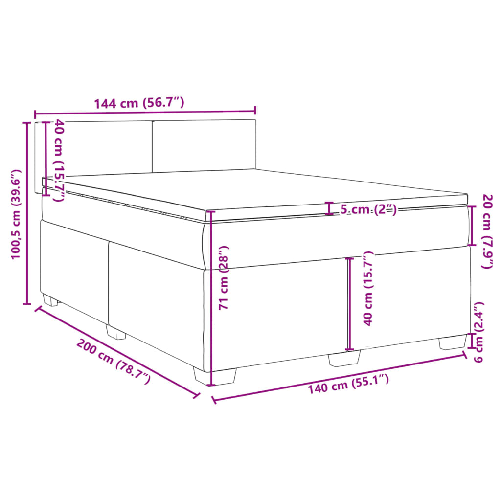 vidaXL Giroletto a Molle con Materasso Marrone Scuro 140x200cm Tessuto