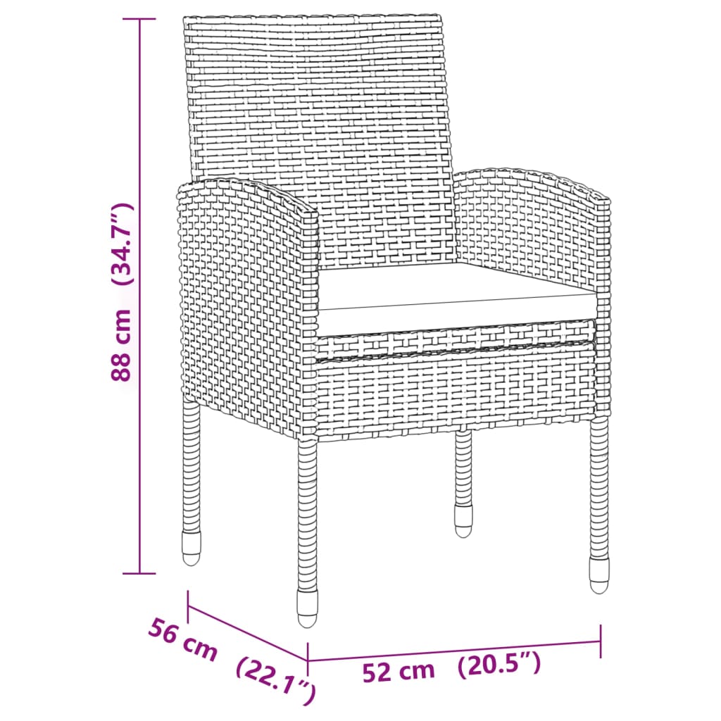 vidaXL Set da Pranzo per Esterni 7 pz in Polyrattan Nero