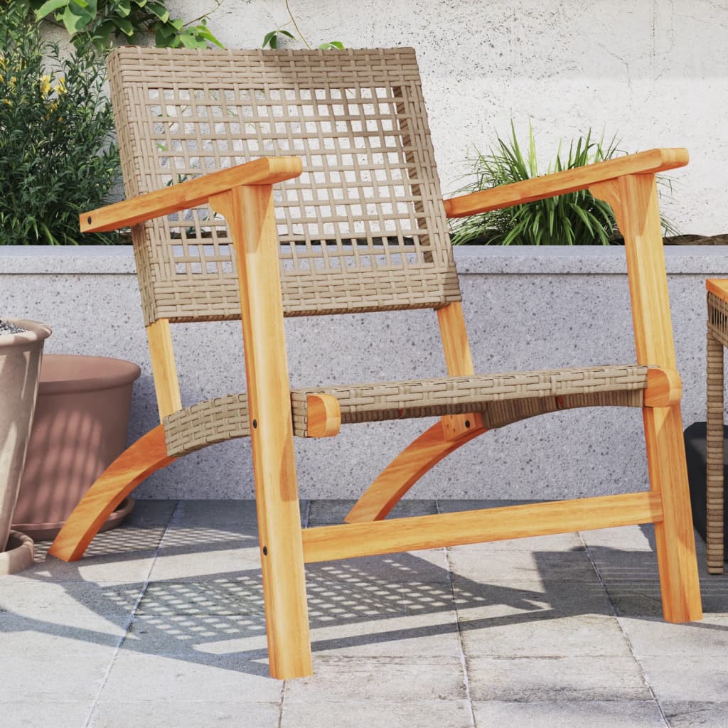 vidaXL Sedie da Giardino 2pz Beige in Polyrattan e Legno di Acacia