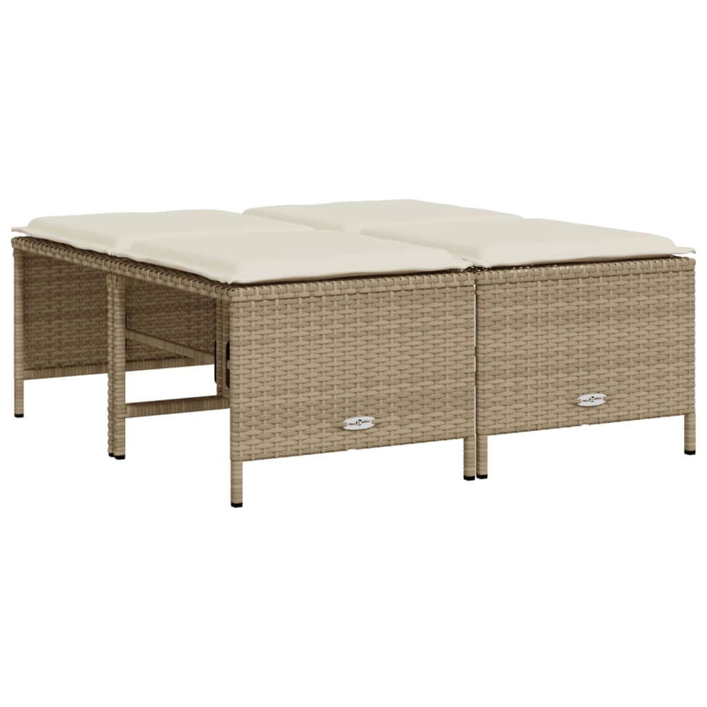 vidaXL Sgabelli da Giardino con Cuscini 4 pz Beige in Polyrattan