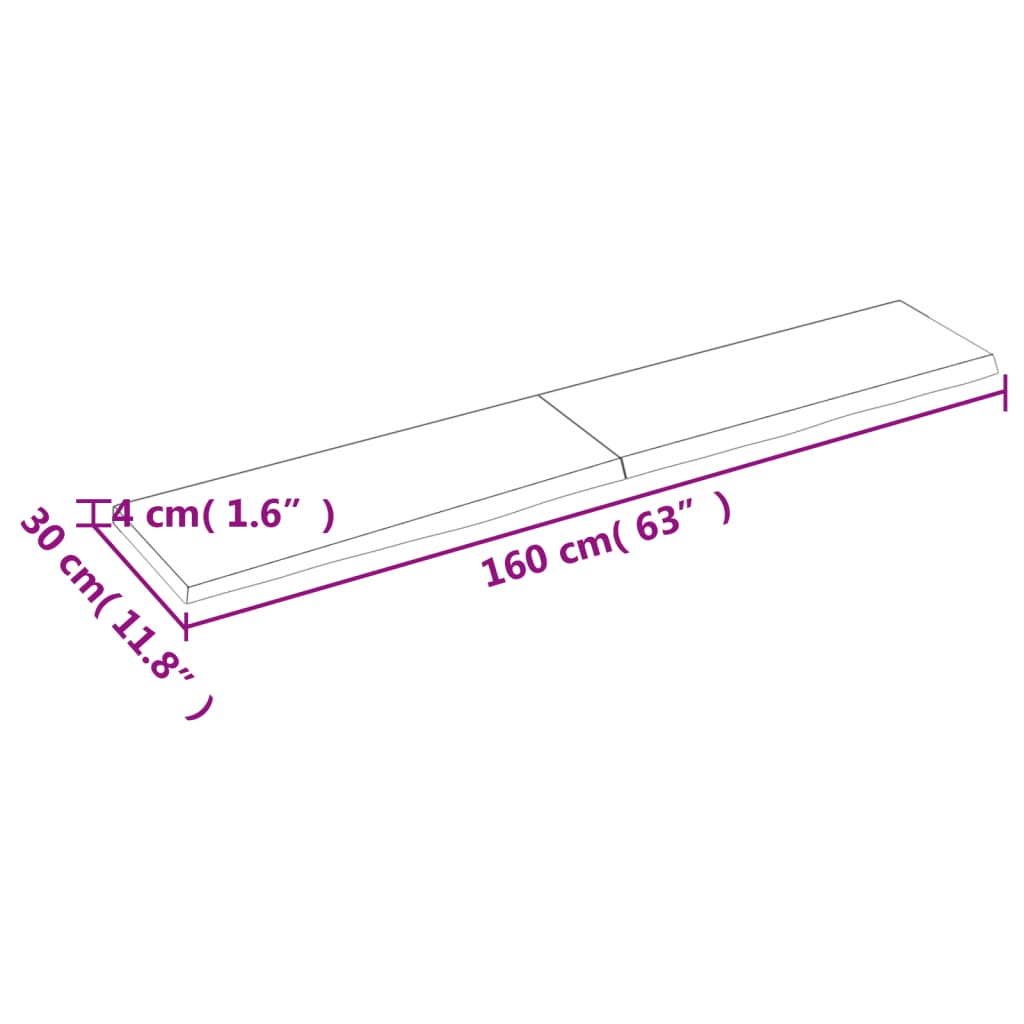 vidaXL Ripiano a Parete 160x30x(2-4) cm Massello Rovere Non Trattato