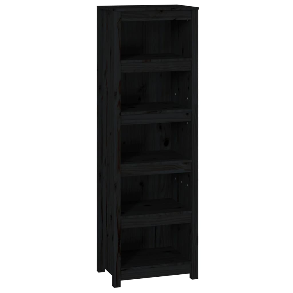 vidaXL Libreria Nera 50x35x154 cm in Legno Massello di Pino