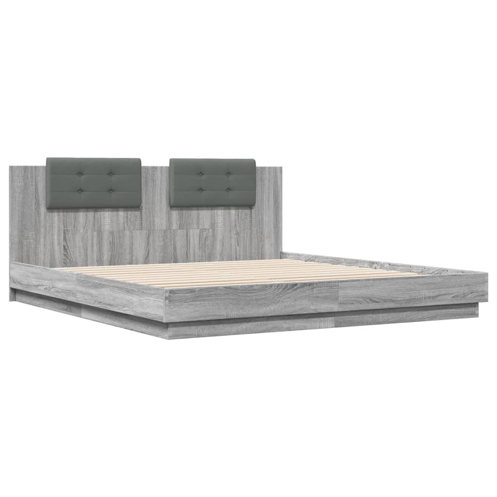 vidaXL Giroletto Testiera Grigio Sonoma 160x200 cm Legno Multistrato