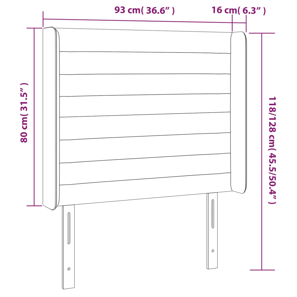 vidaXL Testiera a LED Grigio Chiaro 93x16x118/128 cm in Velluto