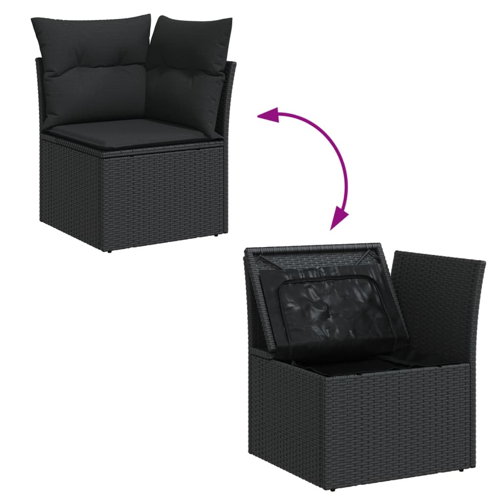 vidaXL Set Divani da Giardino con Cuscini 7pz Nero Polyrattan