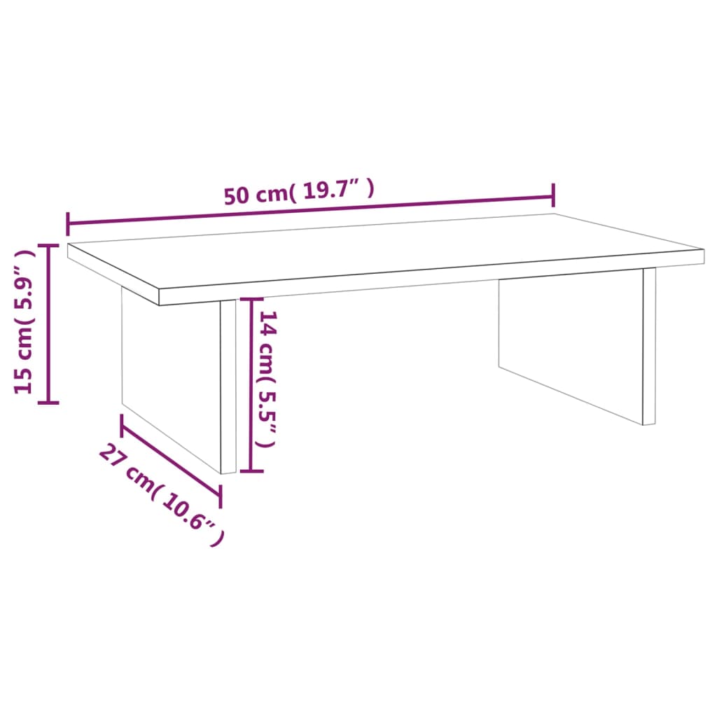 vidaXL Supporto per Monitor 50x27x15 cm in Legno Massello di Pino