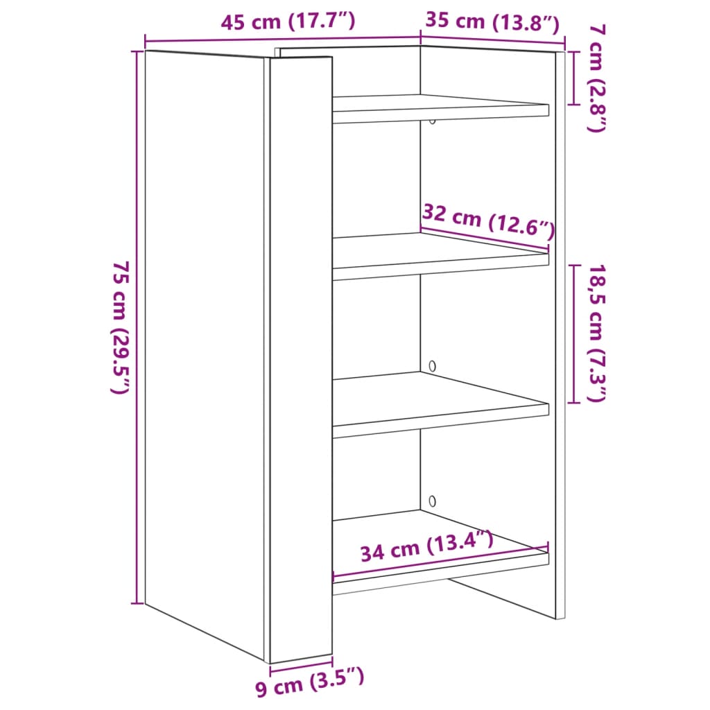 vidaXL Credenza Rovere Sonoma 45x35x75 cm in Legno Multistrato