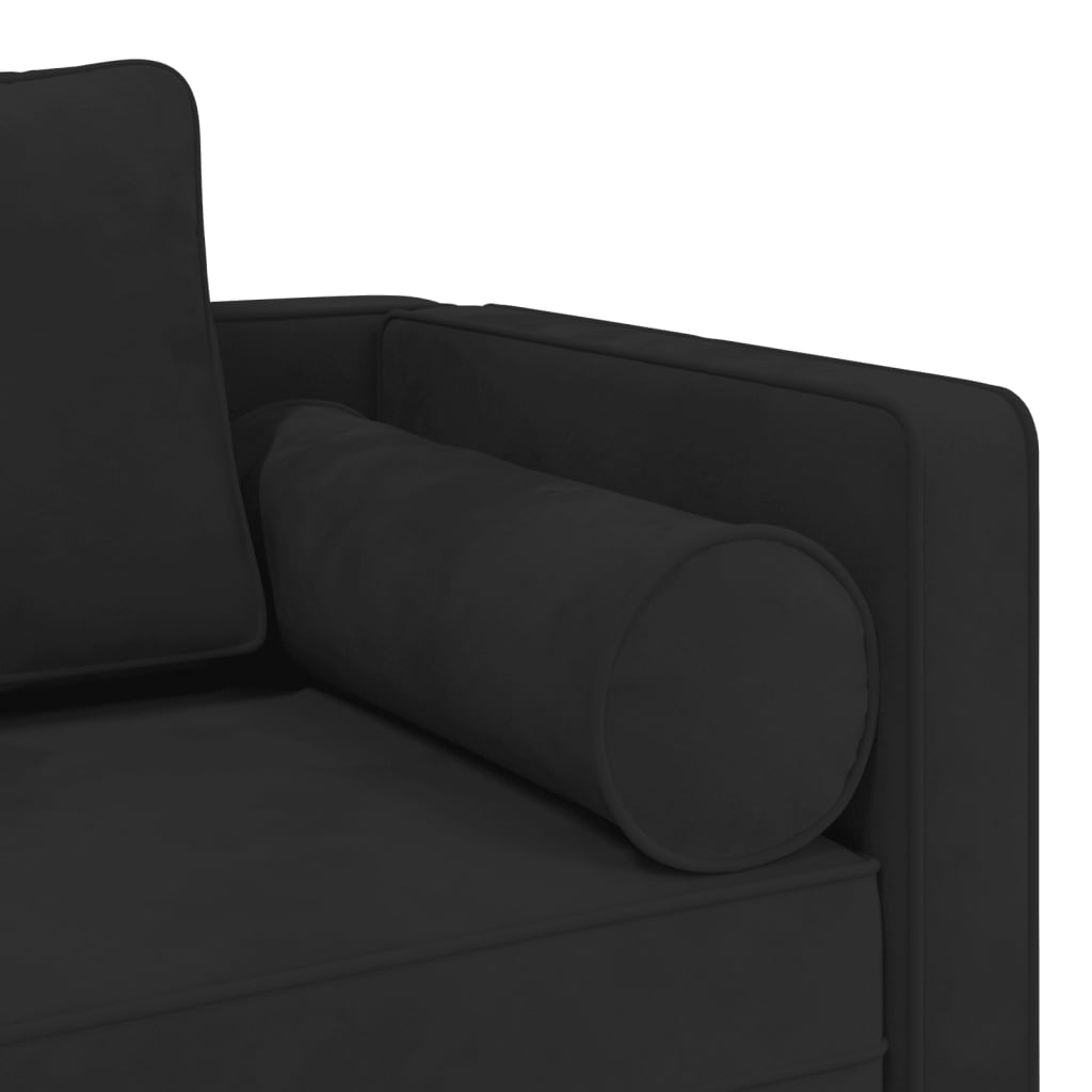 vidaXL Chaise Lounge con Cuscini Nero in Velluto