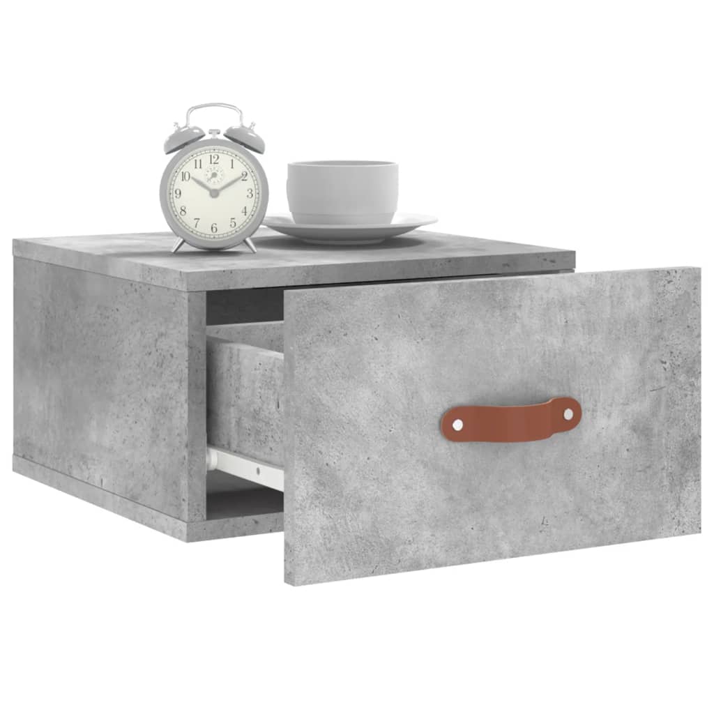 vidaXL Comodini a Muro 2 pz Grigio Cemento 35x35x20 cm