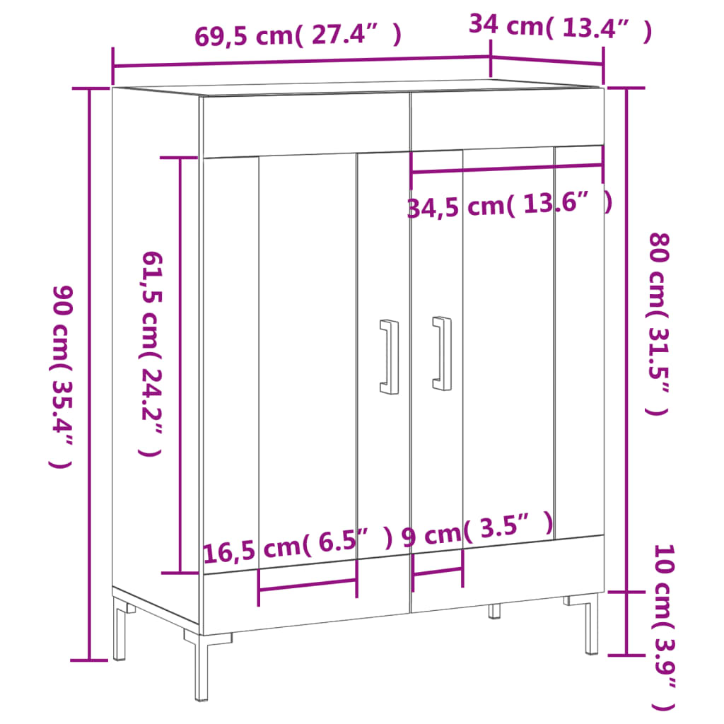 vidaXL Credenza Bianca 69,5x34x90 cm in Legno Multistrato