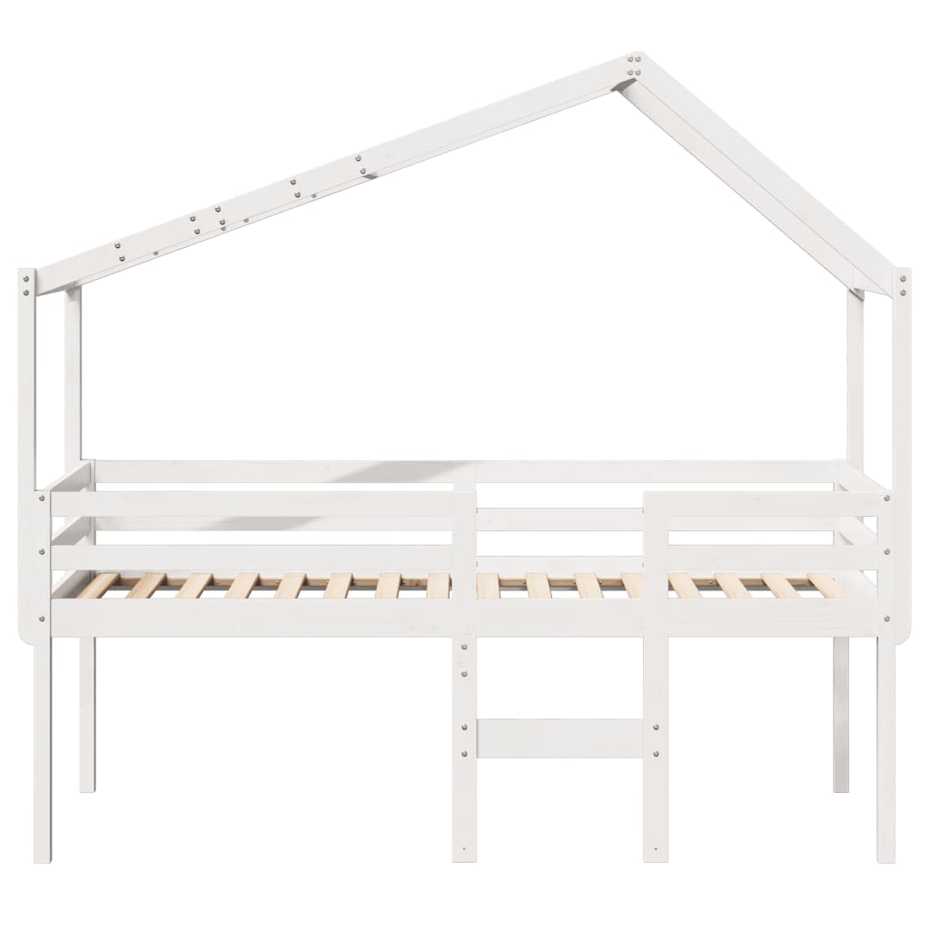 vidaXL Letto a Soppalco con Tetto Bianco 75x190 cm in Legno di Pino