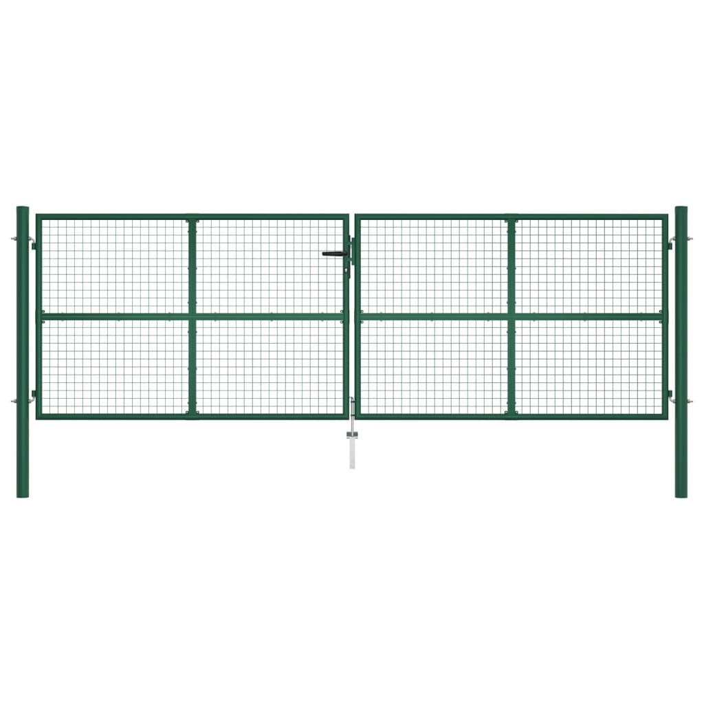 vidaXL Cancello da Giardino a Rete in Acciaio 390x125 cm Verde