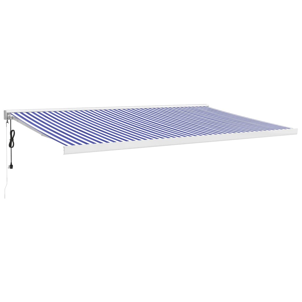 vidaXL Tenda da Sole Retrattile Blu e Bianca 5x3 m Tessuto e Alluminio