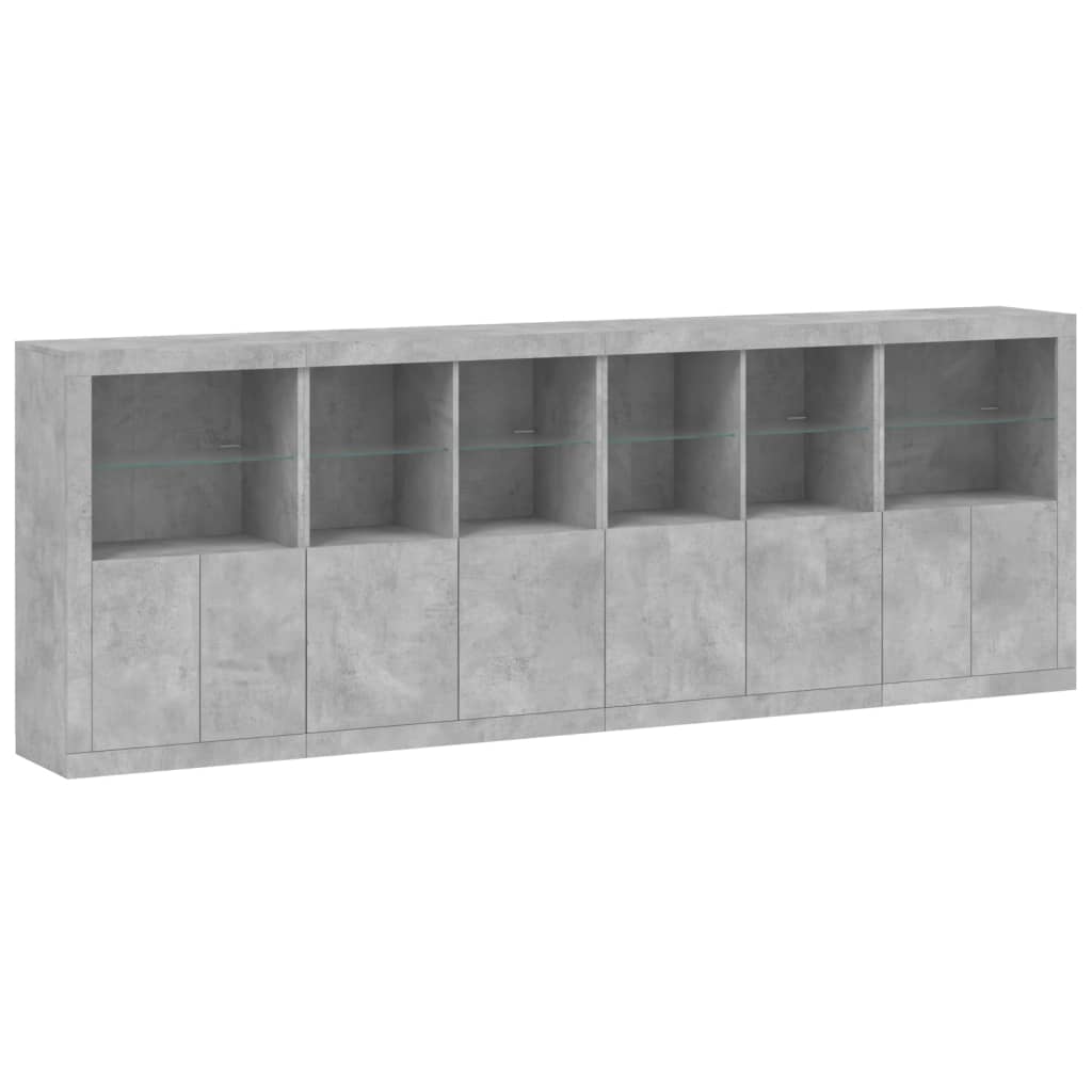 vidaXL Credenza con Luci LED Grigio Cemento 283x37x100 cm