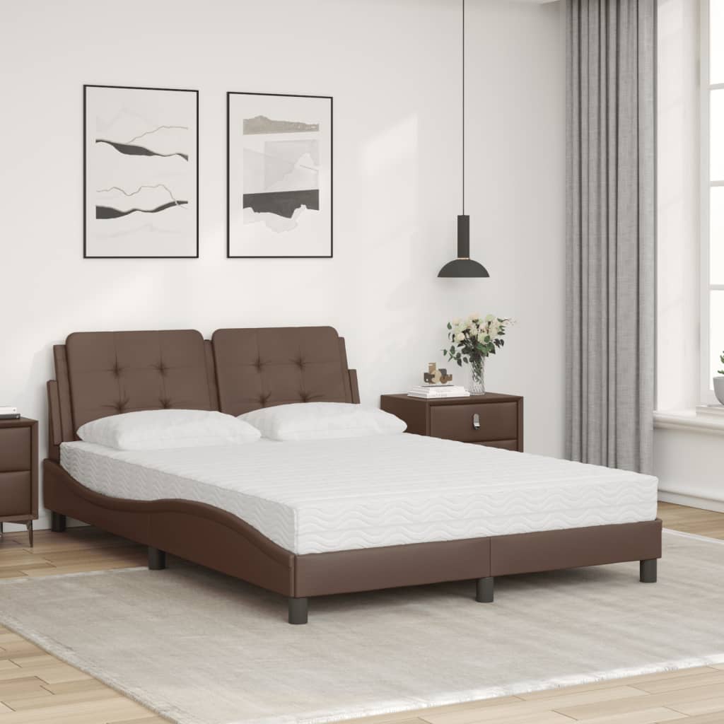 vidaXL Letto con Materasso Marrone 140x200cm in Similpelle