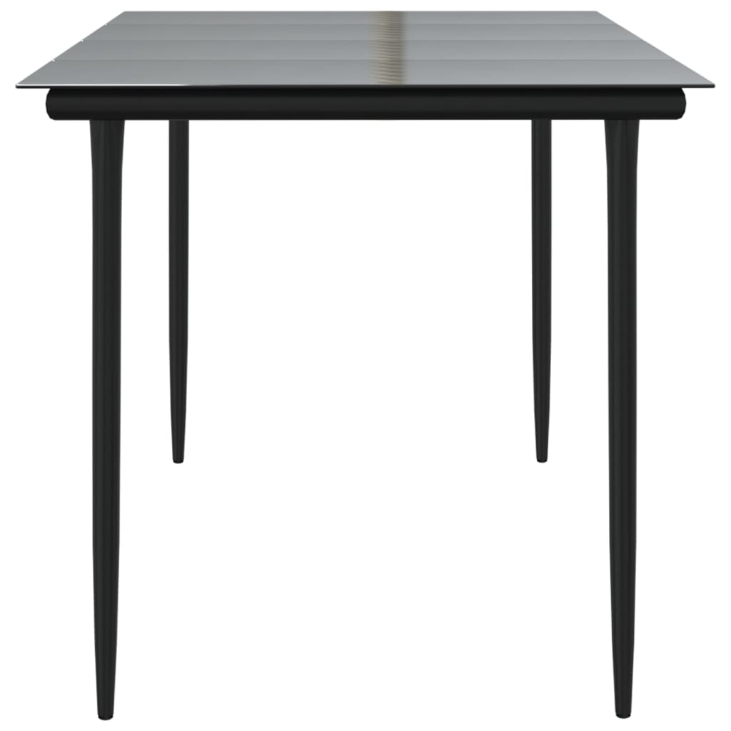 vidaXL Tavolo Pranzo Giardino Nero 160x80x74 Acciaio e Vetro Temperato