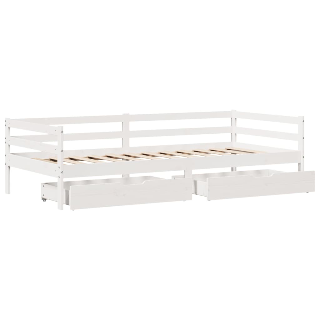 vidaXL Dormeuse con Cassetti Bianco 90x200 cm Legno Massello di Pino