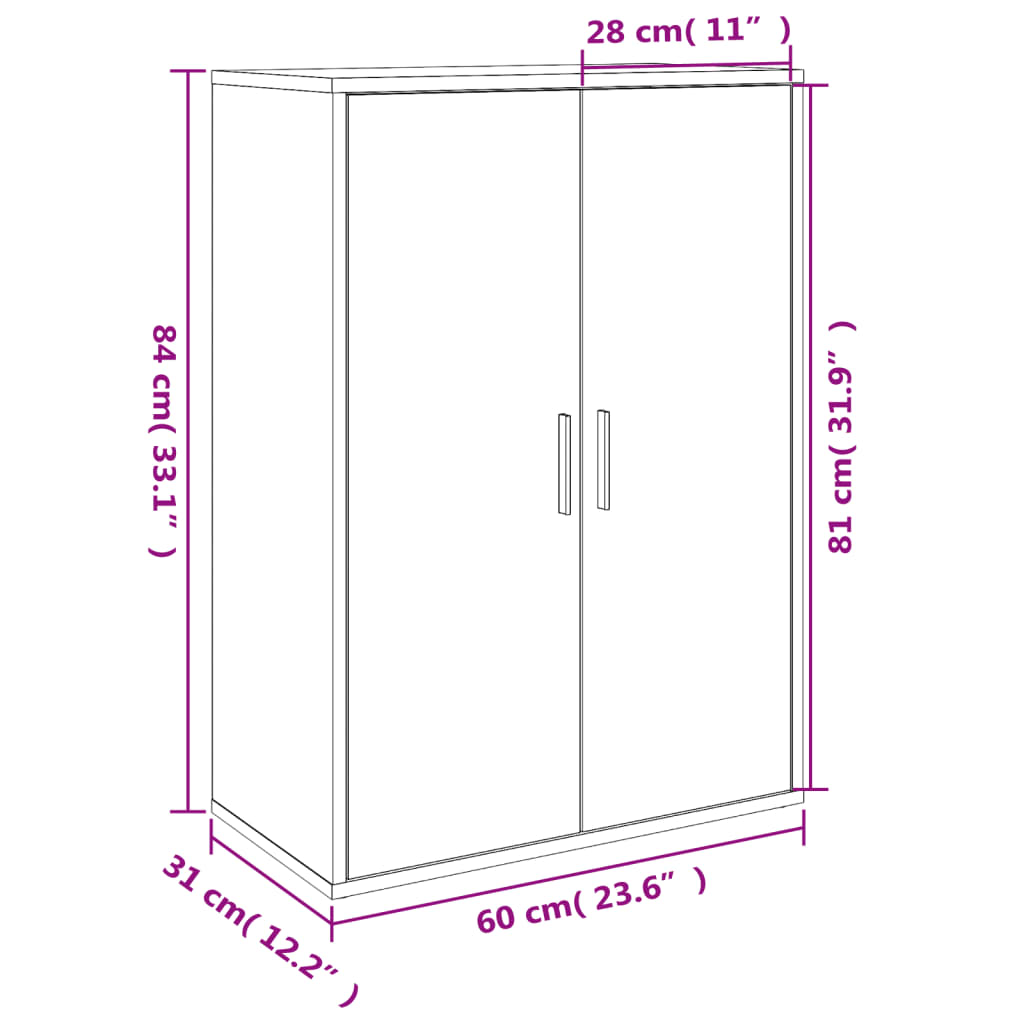 vidaXL Credenze 2 pz Rovere Marrone 60x31x84 cm in Legno Multistrato