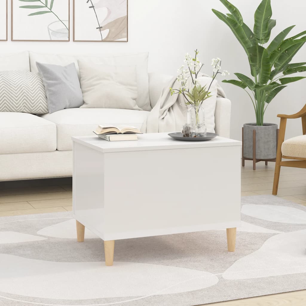 vidaXL Tavolino Salotto Bianco Lucido 60x44,5x45 cm Legno Multistrato