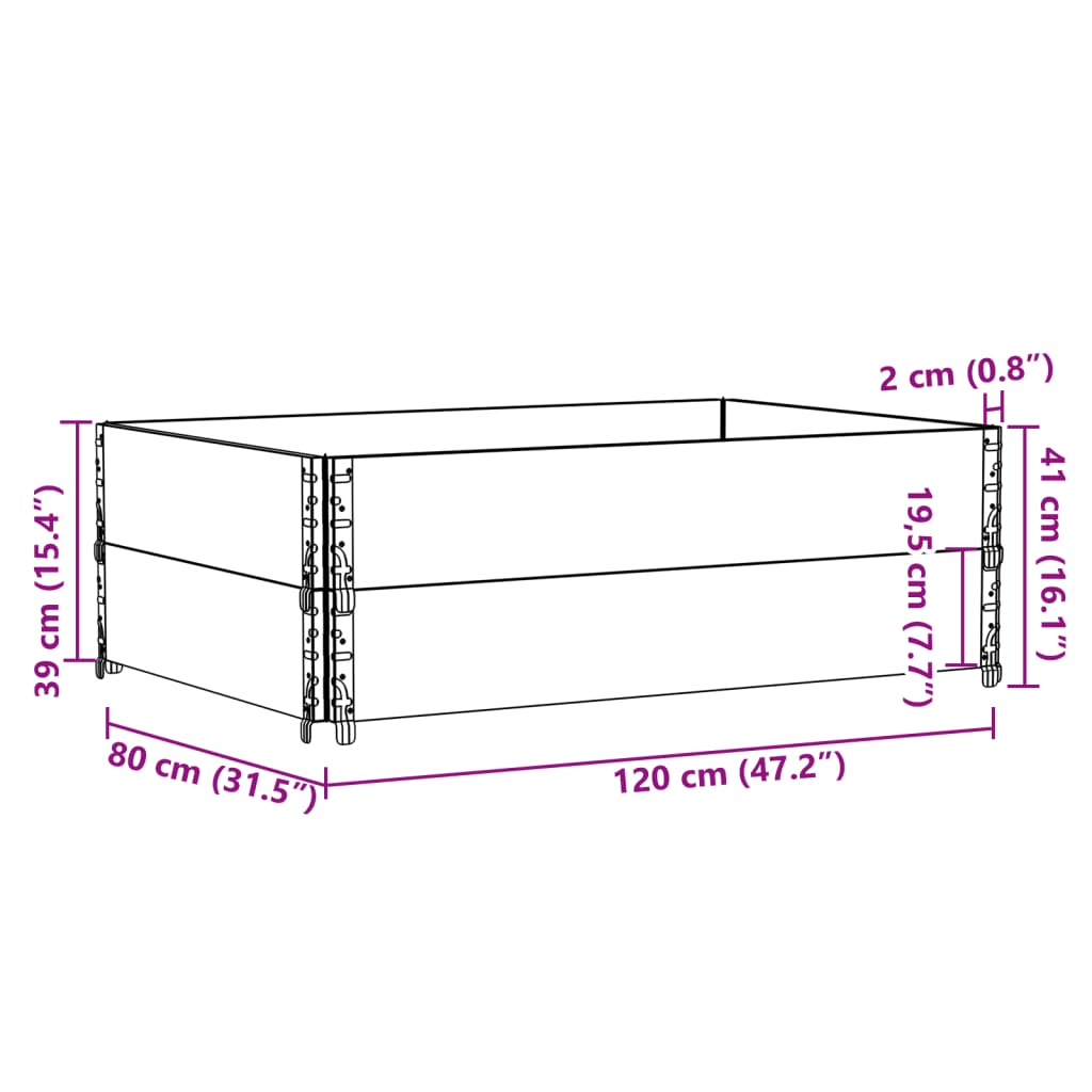 vidaXL Paretali per Pallet 2 pz 120x80 cm in Legno Massello di Pino