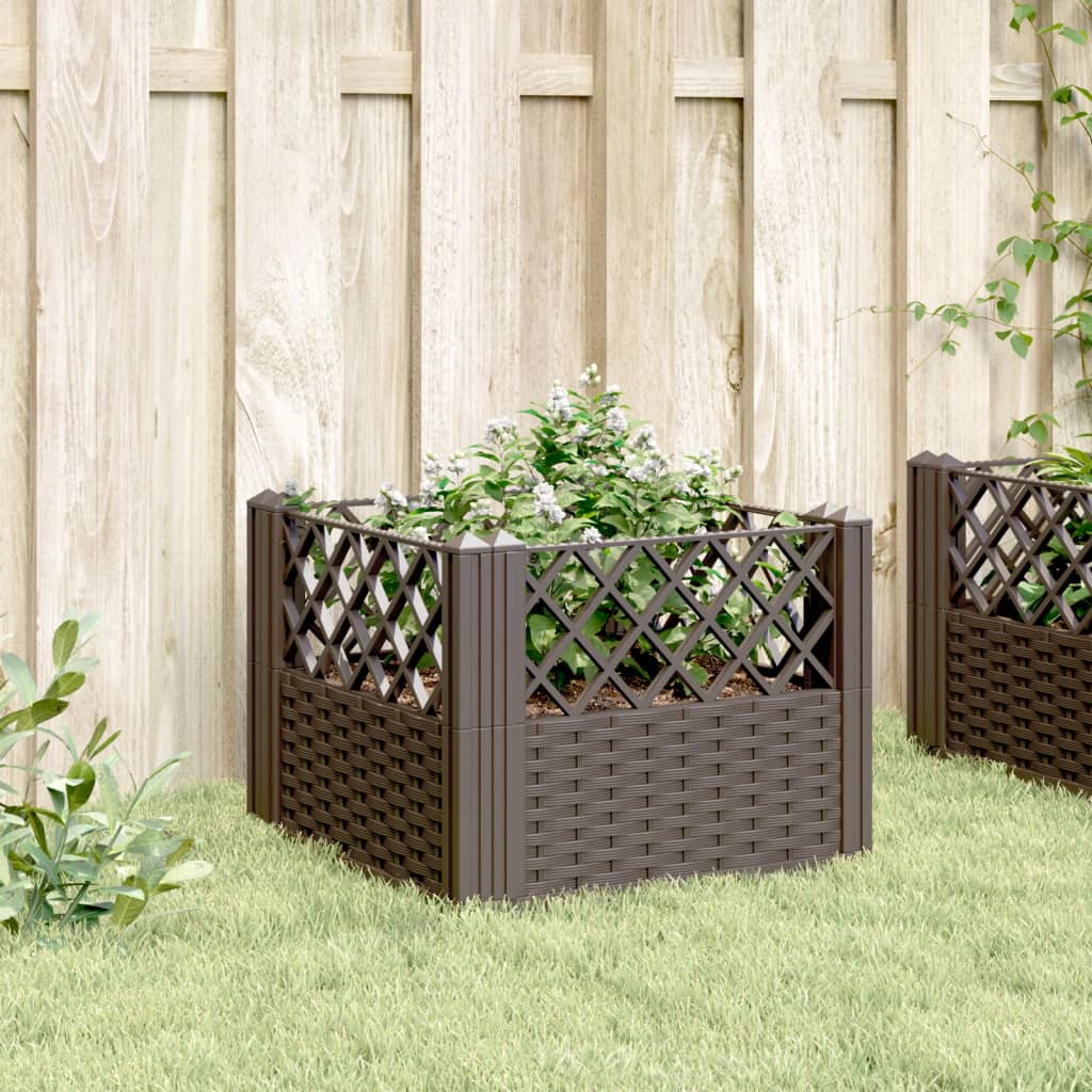 vidaXL Fioriera da Giardino con Picchetti Marrone 43,5x43,5x43,5 cm PP